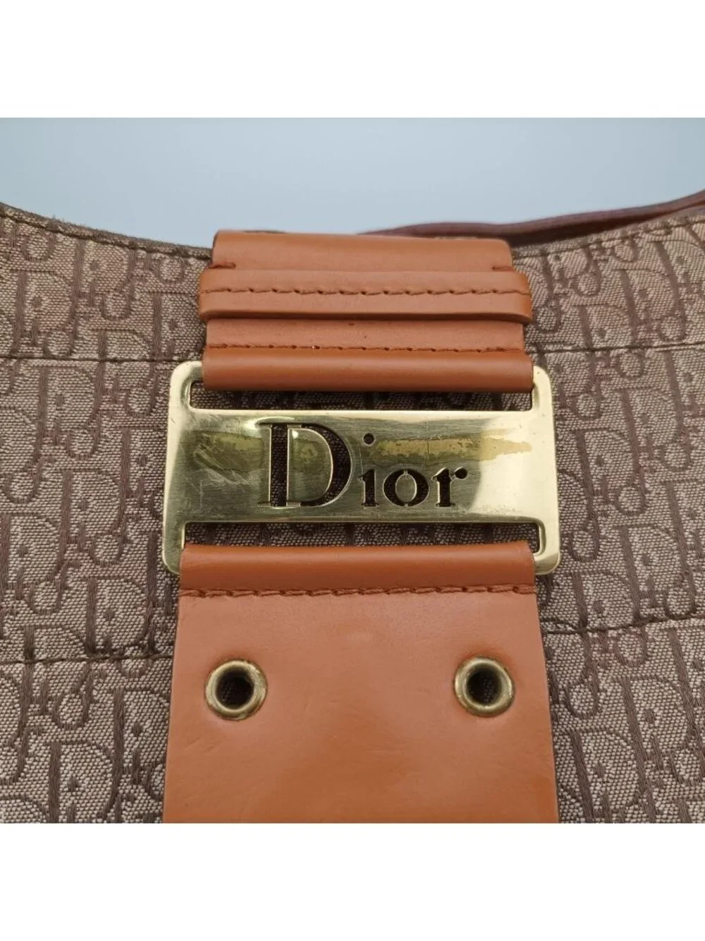 Dior Trotter Street Chic Columbus Beige Brown Canvas Leather Shoulder
